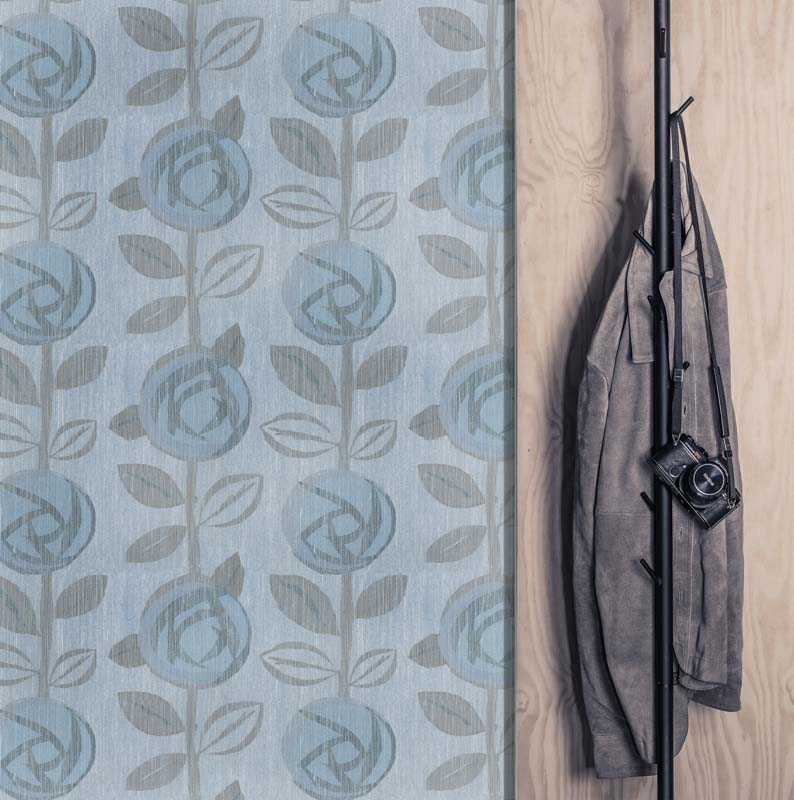 Linen wallpaper Rose, blue - Image 3