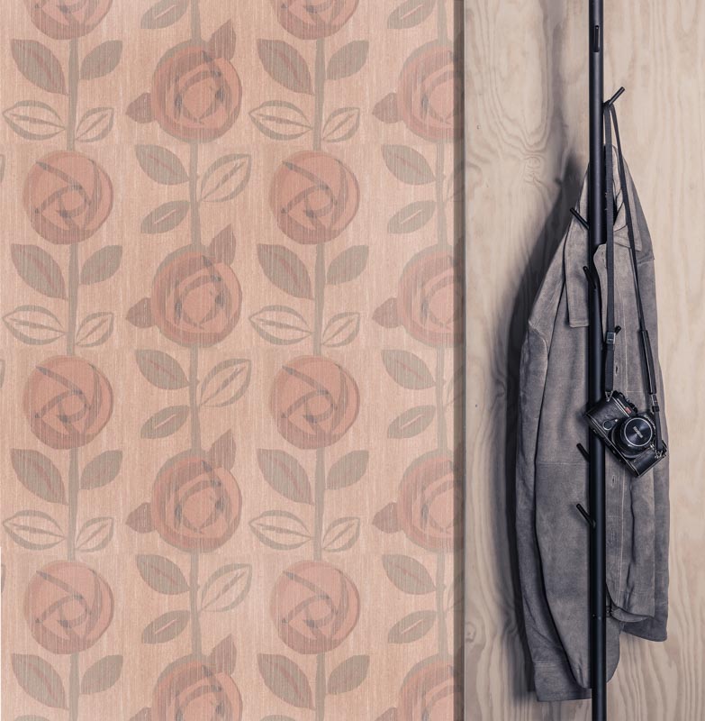 Linen wallpaper Rose, rusty rose - Image 2