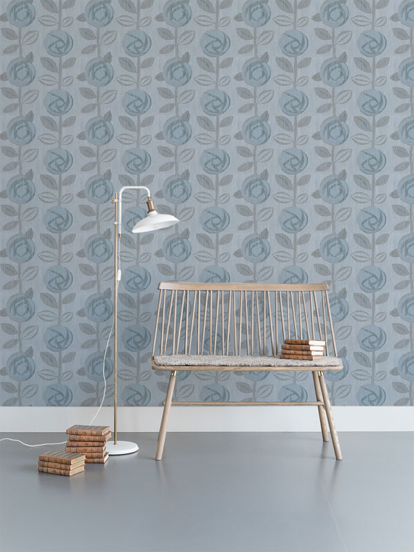 Linen wallpaper Rose, blue - Image 2